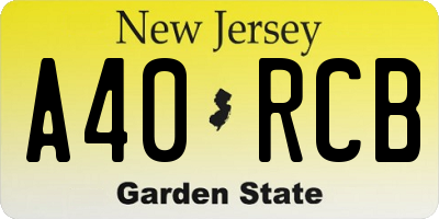 NJ license plate A40RCB
