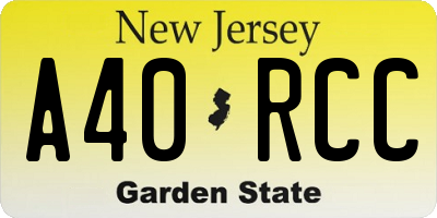 NJ license plate A40RCC