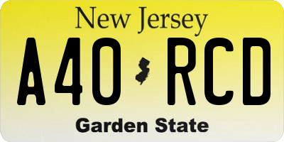 NJ license plate A40RCD