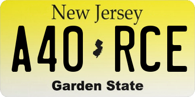 NJ license plate A40RCE