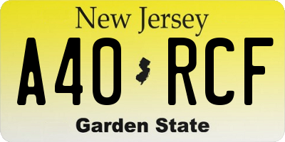 NJ license plate A40RCF