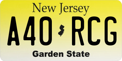 NJ license plate A40RCG
