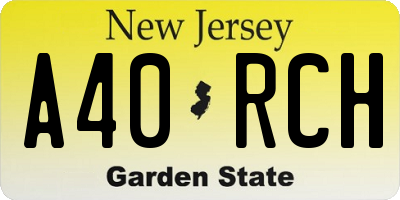 NJ license plate A40RCH