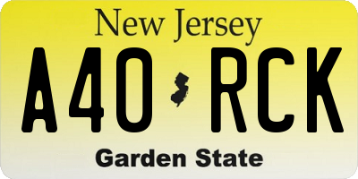 NJ license plate A40RCK