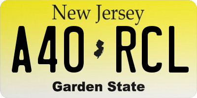 NJ license plate A40RCL