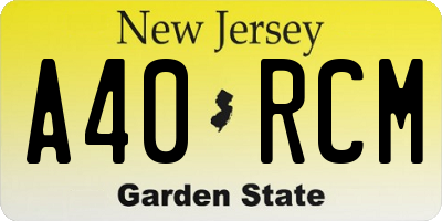 NJ license plate A40RCM