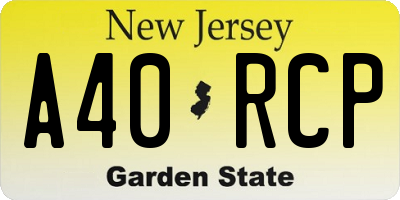 NJ license plate A40RCP