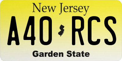 NJ license plate A40RCS
