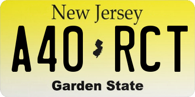 NJ license plate A40RCT