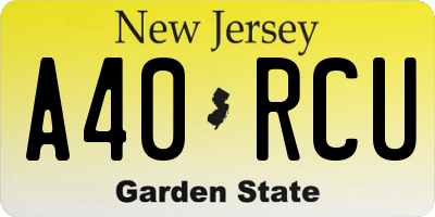 NJ license plate A40RCU