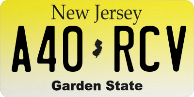 NJ license plate A40RCV