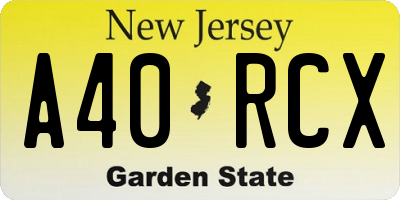 NJ license plate A40RCX