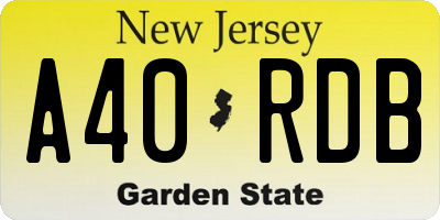 NJ license plate A40RDB
