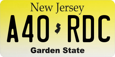 NJ license plate A40RDC