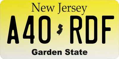 NJ license plate A40RDF
