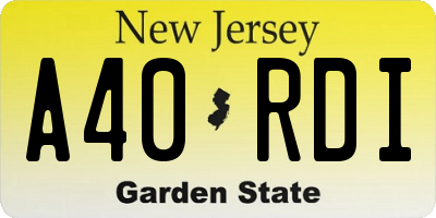 NJ license plate A40RDI
