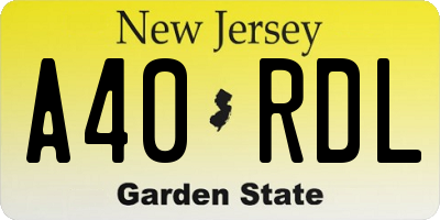 NJ license plate A40RDL