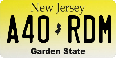 NJ license plate A40RDM