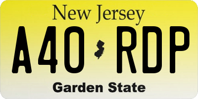 NJ license plate A40RDP
