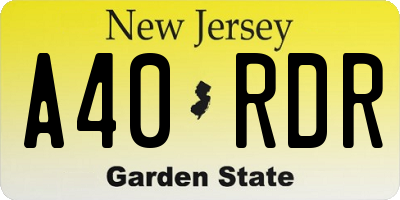 NJ license plate A40RDR