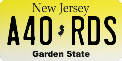 NJ license plate A40RDS