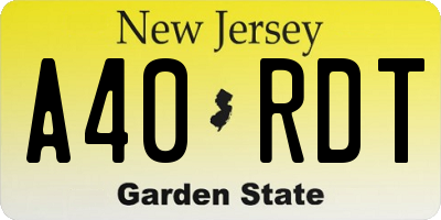 NJ license plate A40RDT