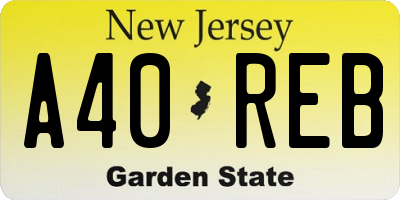 NJ license plate A40REB