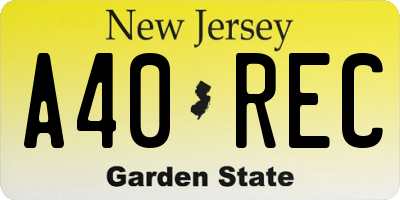 NJ license plate A40REC