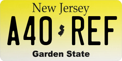 NJ license plate A40REF