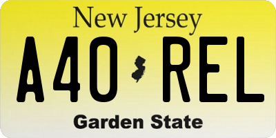 NJ license plate A40REL