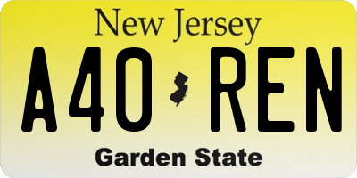 NJ license plate A40REN
