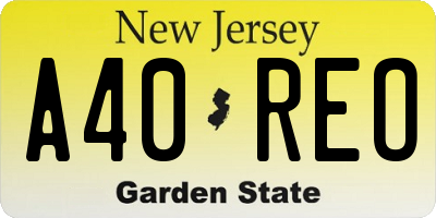NJ license plate A40REO