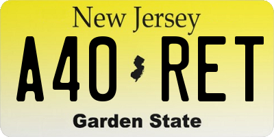 NJ license plate A40RET