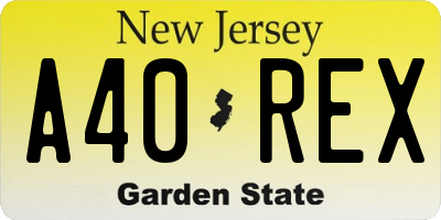 NJ license plate A40REX