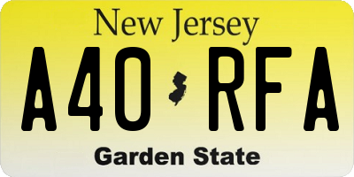 NJ license plate A40RFA