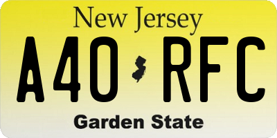 NJ license plate A40RFC