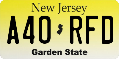 NJ license plate A40RFD
