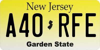NJ license plate A40RFE
