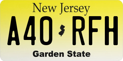 NJ license plate A40RFH
