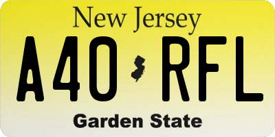 NJ license plate A40RFL