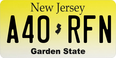 NJ license plate A40RFN
