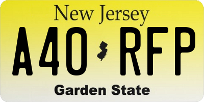 NJ license plate A40RFP