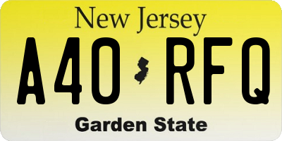 NJ license plate A40RFQ