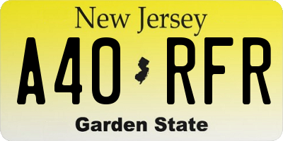 NJ license plate A40RFR