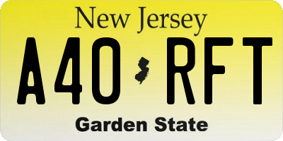 NJ license plate A40RFT