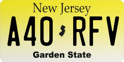 NJ license plate A40RFV