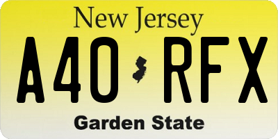 NJ license plate A40RFX