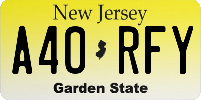 NJ license plate A40RFY