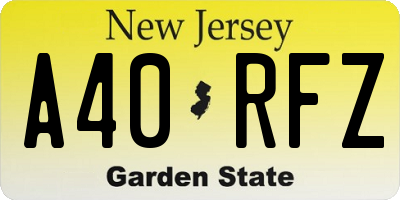 NJ license plate A40RFZ