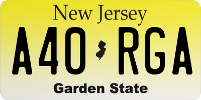 NJ license plate A40RGA